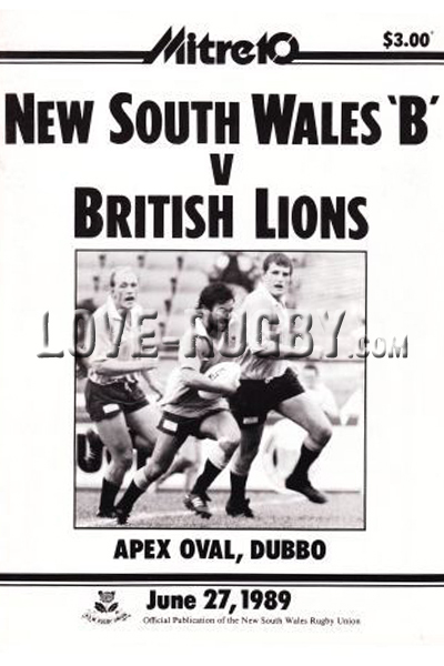 1989 New South Wales B v British Lions  Rugby Programme